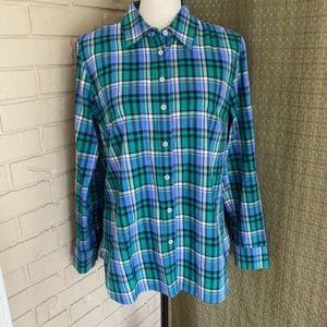 Talbots NWT 2XP plaid button down shirt Indigo Blu